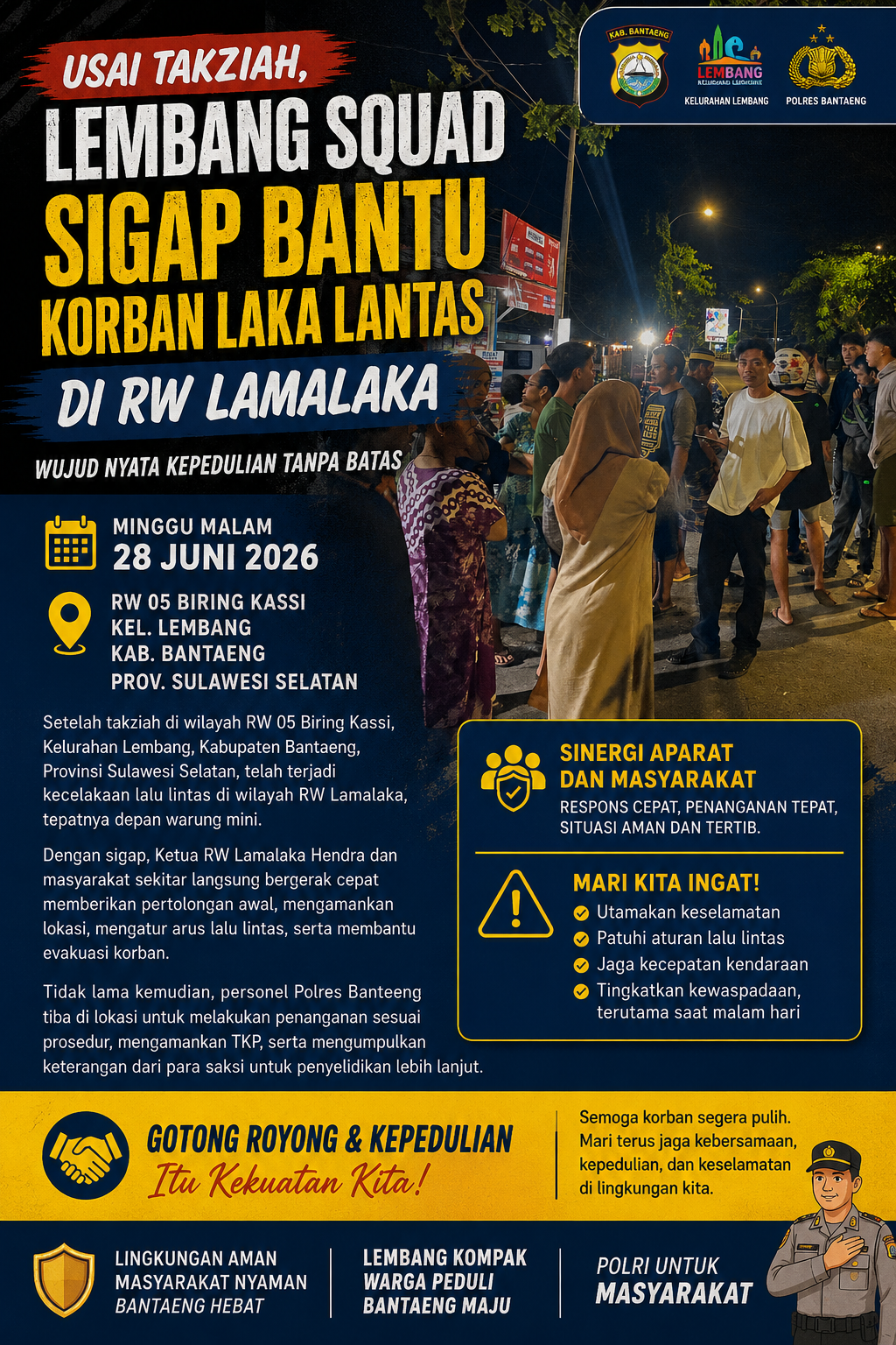 Usai Takziah, Lembang Squad Sigap Bantu Korban Laka Lantas di RW Lamalaka, Wujud Nyata Kepedulian Tanpa Batas
